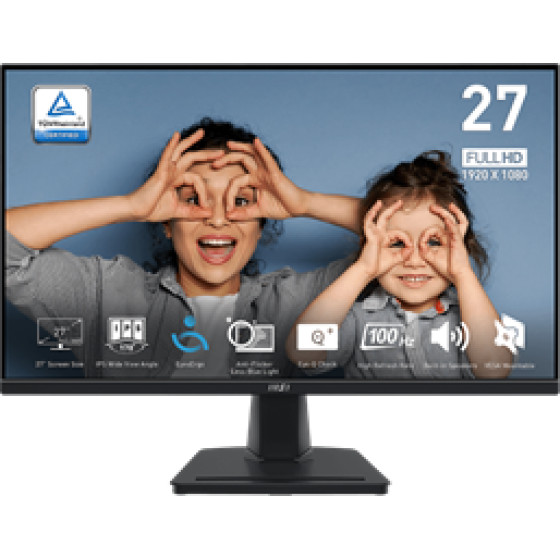 MSI Monitor Pro MP275, Flat Ips FHD, 27'', 16:9, 300 CD/M2, 1000:1, 1MS, 100Hz, 1920x1080, HDMI/VGA/Hp OUT, 2X 2W SPEAKERS, BLACK, 2YW. - (9S6-3PC3CM-002)