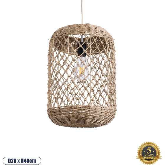 GloboStar Nimblin Boho �������� ��������� ������ �������� 1 x E27 AC220-240V IP20 - �28 x �40cm - ���� Seagrass - ���� ������ - 5 ������ ������� - (02117)