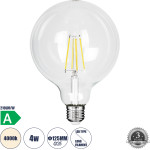 GloboStar ����� Led Long Filament E27 G125 ������� 4W 840lm 360� Ac 220-240V IP20 �12.5 x �13.8cm ������ ����� 4000K �� ������� ����� - Pro Series 210lm/W - A ���������� ����� - 3 ������ ������� - (99093)