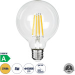 GloboStar ����� Led Long Filament E27 G95 ������� 4W 840lm 360� Ac 220-240V IP20 �9.5 x �13.8cm ����� ����� 2700K �� ������� ����� - Pro Series 210lm/W - A ���������� ����� - 3 ������ ������� - (99084)