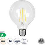GloboStar ����� Led Long Filament E27 G95 ������� 4W 840lm 360� Ac 220-240V IP20 �9.5 x �13.8cm ������ ����� 4000K �� ������� ����� - Pro Series 210lm/W - A ���������� ����� - 3 ������ ������� - (99092)