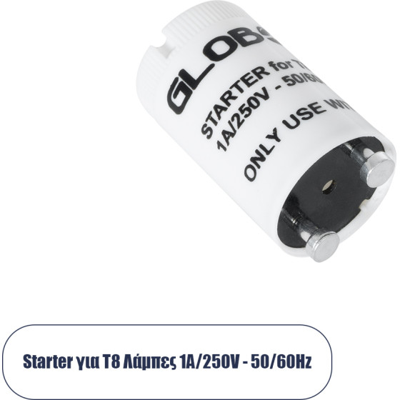 GloboStar Starter ��� ������ Led ����� ��������� T8 G13 ������������� Max 1A Ac 250V IP20 �2 x �3.8cm - 3 ������ ������� - (99099)