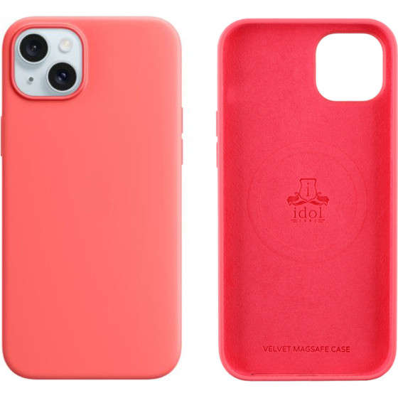 Idol 1991 ���� Iphone 15 Plus 6.7'' Velvet Magsafe Tpu Camera Guard Coral PINK