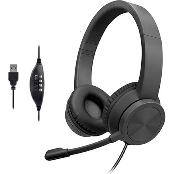 Lamtech Usb Stereo Headphone With Mic Noise Cancelling Black - (LAM113072)