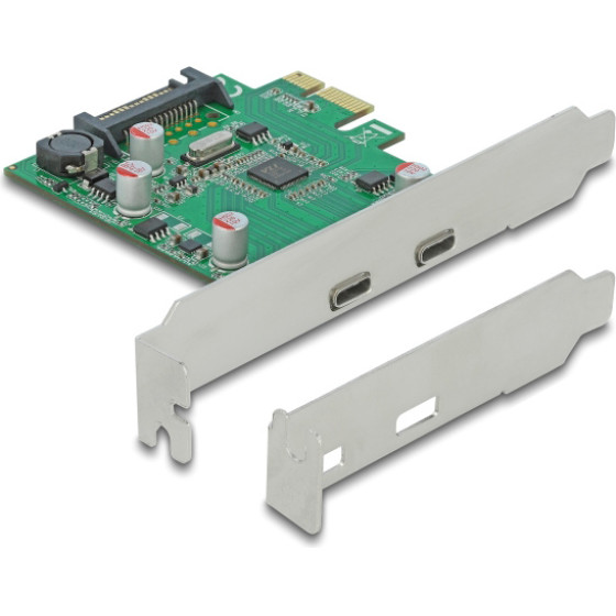DeLock ����� ��������� Pcie x1 �� 2x USB-C 5GBps - (90493)