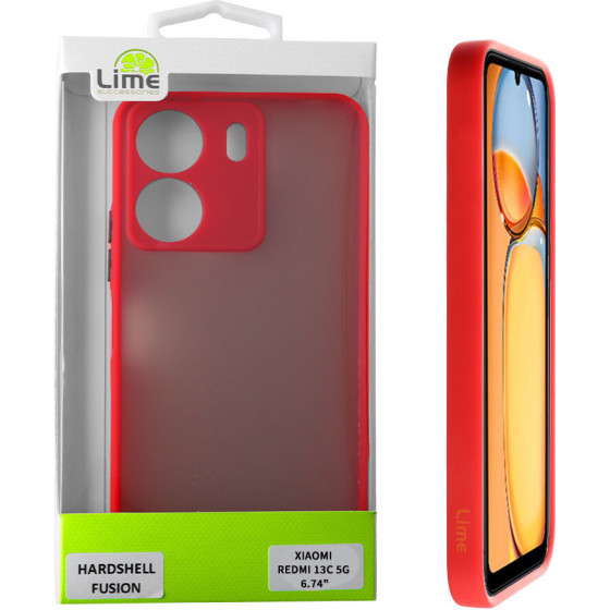Lime Successories Lime ���� Xiaomi Redmi 13C 5G 6.74'' Hardshell Fusion Full Camera Protection Red With Black KEYS