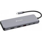Verbatim CMH-13 USB-C Docking Station �� HDMI/DisplayPort 4K PD Ethernet ��� ������� 3 ������ ���� - (32153)