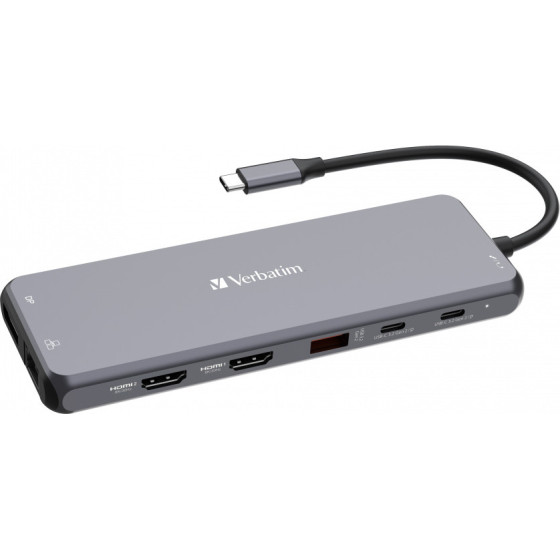 Verbatim CMH-13 USB-C Docking Station �� HDMI/DisplayPort 4K PD Ethernet ��� ������� 3 ������ ���� - (32153)