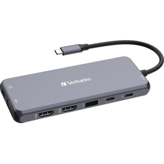 Verbatim USB-C Pro CMH-14 USB-C Docking Station �� HDMI 4K PD Ethernet ��� ������� 3 ������ ���� - (32154)
