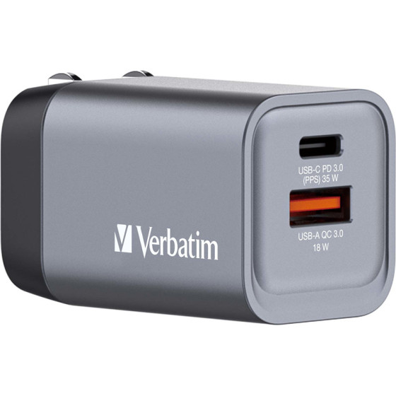Verbatim GNC-35 GaN Charger 2 Port 35W USB A/C (EU/UK/US) - (32200)