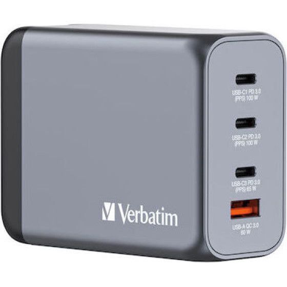 Verbatim GNC-200 GaN Charger 4 Port 200W USB A/C (EU/UK/US) - (32204)
