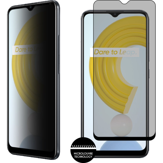Idol 1991 Tempered Glass Realme C21 6.5'' 9H 0.25mm Privacy Antispy Semi Curved Full Glue BLACK