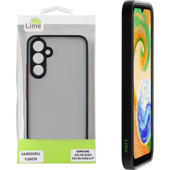 Lime ���� Samsung A15 4G A155/A15 5G A156 6.4'' Hardshell Fusion Full Camera Protection Black With Red KEYS