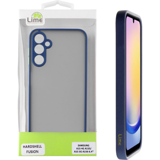 Lime ���� Samsung A15 4G A155/A15 5G A156 6.4'' Hardshell Fusion Full Camera Protection Blue With Yellow KEYS