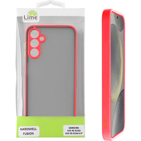 Lime ���� Samsung A15 4G A155/A15 5G A156 6.4'' Hardshell Fusion Full Camera Protection Red With Black KEYS