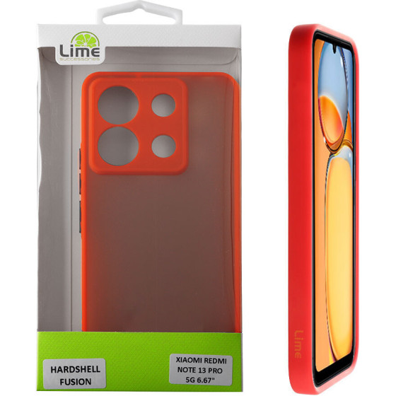 Lime ���� Xiaomi Redmi Note 13 Pro 5G 6.67'' Hardshell Fusion Full Camera Protection Red With Black KEYS