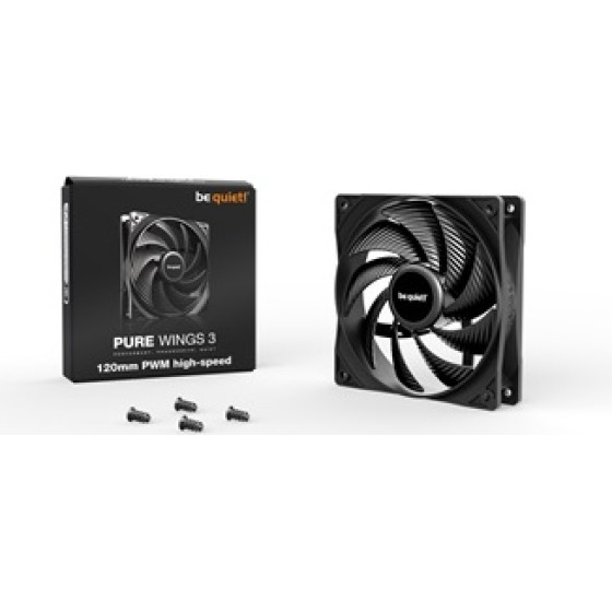 Bequiet Fan Pure Wings 3 120MM Pwm HIGH-Speed 2100RPM, 59,6CFM/101,2M3/H, 30,9dB, Lifespan 80000h, BLACK, 3YW, - (BL106)