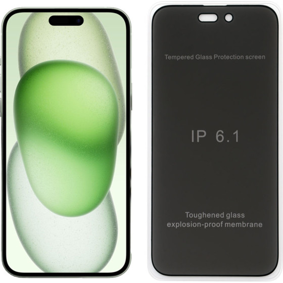 Idol 1991 Tempered Glass Iphone 15 Plus 6.7'' 9H 0.25mm Premium Privacy Antispy Semi Curved Full Glue BLACK