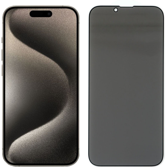 Idol 1991 Tempered Glass Iphone 15 Pro Max 6.7'' 9H 0.25mm Privacy Antispy Semi Curved Full Glue BLACK