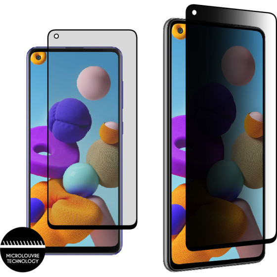 Idol 1991 Tempered Glass Samsung A21 A217 6.5'' 9H 0.25mm Premium Privacy Antispy Semi Curved Full Glue BLACK