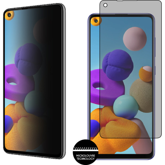 Idol 1991 Tempered Glass Samsung A21 A217 6.5'' 9H 0.25mm Privacy Antispy Semi Curved Full Glue BLACK