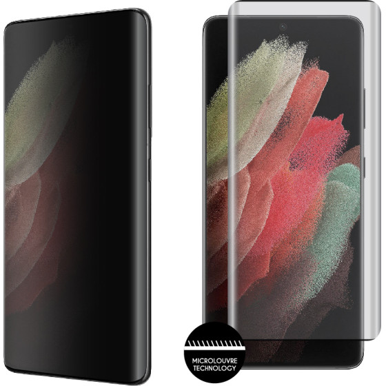 Idol 1991 Tempered Glass Samsung S21 Ultra 5G G998 6.8'' 9H 0.25mm Privacy Antispy 3D Semi Curved Edge Glue BLACK