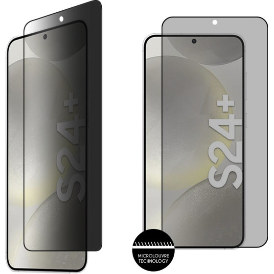Idol 1991 Tempered Glass Samsung S24 Plus 5G 6.7'' 9H 0.25mm Privacy Antispy 3D Semi Curved Edge Glue Finger Unlock BLACK