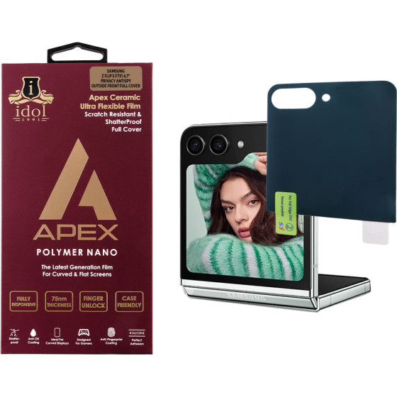 Idol 1991 Tempered Glass Samsung Z Flip 5 F731 6.7'' 9H 0.20mm Apex Privacy Antispy Hydrogel Film Outside Front Full COVER