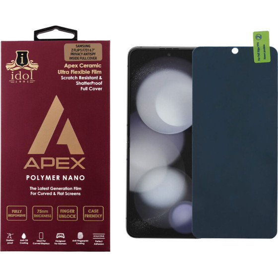 Idol 1991 Tempered Glass Samsung Z Flip 5 F731 6.7'' 9H 0.20mm Privacy Antispy Hydrogel Film Inside Full COVER
