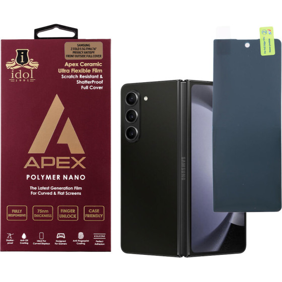 Idol 1991 Tempered Glass Samsung Z Fold 5 5G F946 7.6'' 9H 0.20mm Privacy Antispy Tpu Soft Film Front Outside Full COVER