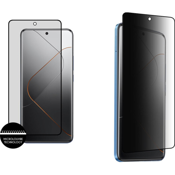 Idol 1991 Tempered Glass Xiaomi 14 6.36'' 9H 0.25mm Premium Privacy Antispy Semi Curved Full Glue BLACK