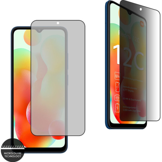 Idol 1991 Tempered Glass Xiaomi Redmi 12C 6.71'' 9H 0.25mm Premium Privacy Antispy Semi Curved Full Glue BLACK