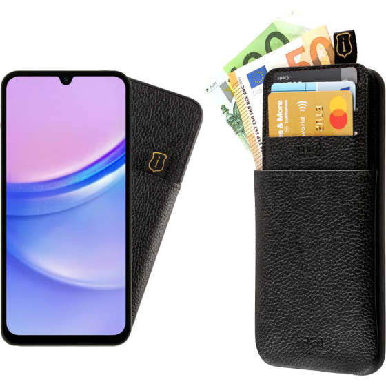 Idol 1991 ���� Samsung A15 4G A155/A15 5G A156 6.4'' ANTI-Rfid Leather Smart Wallet BLACK