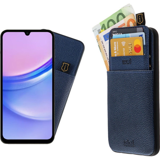Idol 1991 ���� Samsung A15 4G A155/A15 5G A156 6.4'' ANTI-Rfid Leather Smart Wallet BLUE