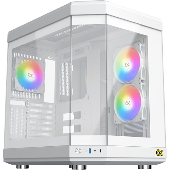 Xigmatek Cubi Arctic , 6x ���-������������� RGB FANS , Full Tempered glass