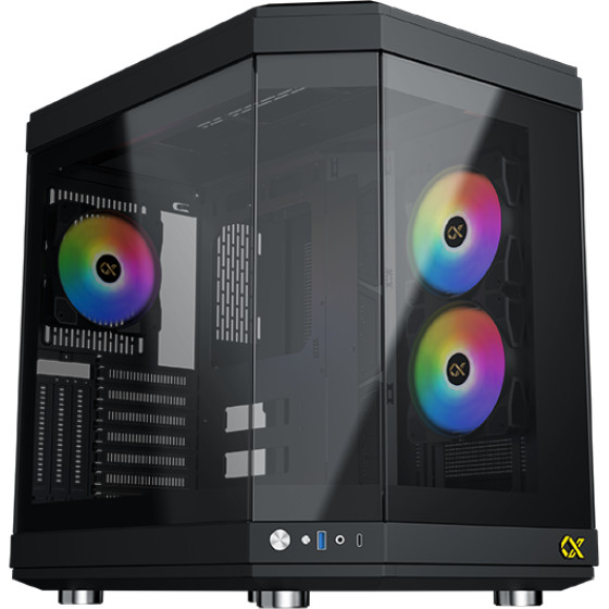 Xigmatek Cubi Black , 6x ���-������������� RGB FANS , Full Tempered glass