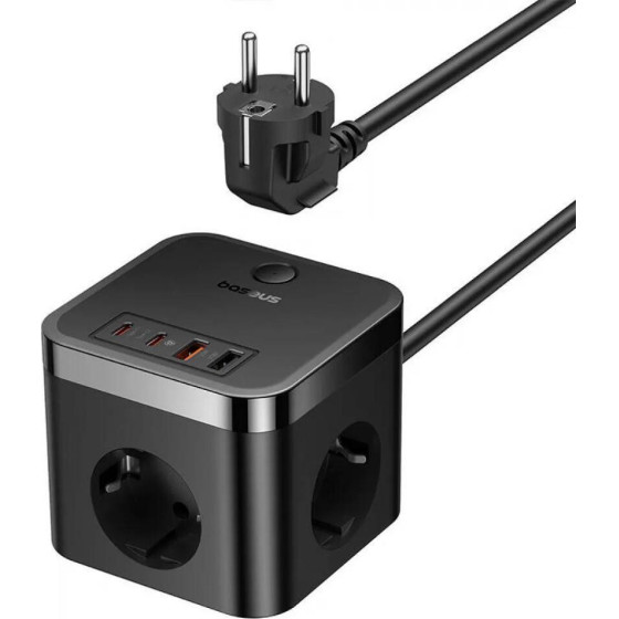 Baseus Wall Charger Powercombo 3AC+2U+2C 30W, 1.5m (black) - (E00066400117-00)
