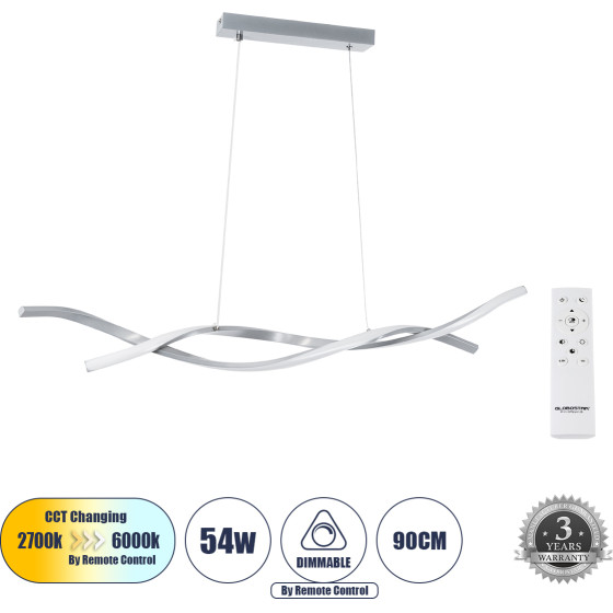GloboStar Morales �������� ��������� ������ Design Led Cct 54W 6048lm 200� Ac 220-240V - �������� �������� ���� ���������������� AIO ����� 6000k+������ 4500k+����� 2700K Dimmable �90x�14x�14cm - ����� �������� - 3 ������ ������� - (61277)
