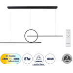 GloboStar Tereza �������� ��������� ������ Design Led Cct 67W 7504lm 300� Ac 220-240V - �������� �������� ���� ���������������� All In One ����� 6000k+������ 4500k+����� 2700K Dimmable �110x�4.5x�34cm - ����� - 3 ������ ������� - (61288)