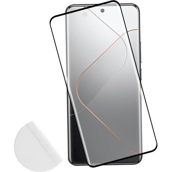 Idol 1991 Tempered Glass Xiaomi 14 Pro 5G 6.73'' 9H 0.30mm 3D Full Glue Semi Curved Finger Unlock Black + Squeezy CARD - (5205308353680)