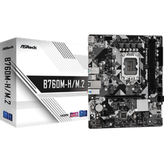 Asrock Mb Socket Intel LGA1700 13th/12th Gen Intel CPU, Cs Intel B760, 2 Dimm DDR5 DP/HDMI, Lan GIGABIT, MICRO-ATX, 3YW - (B760M-H/M.2)
