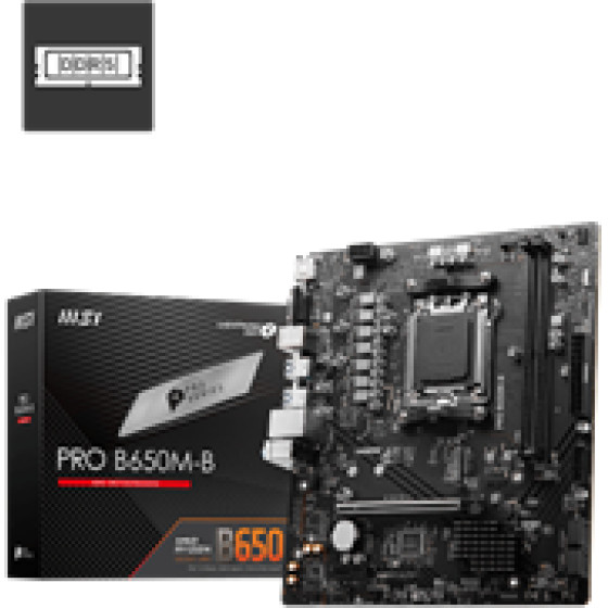 MSI Mb Pro B650M-B, Socket Amd AM5, Cs Amd B650, 2 Dimm Sockets DDR5, HDMI/VGA, 2.5 Gigabit LAN, MICRO-ATX, 3YW. - (911-7E28-005)
