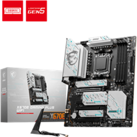 MSI Mb X670E Gaming Plus WIFI, Socket Amd AM5, Cs Amd X670, 4 Dimm Sockets DDR5, DP/HDMI, Lan 2.5G, WIFI, ATX, 3YW.