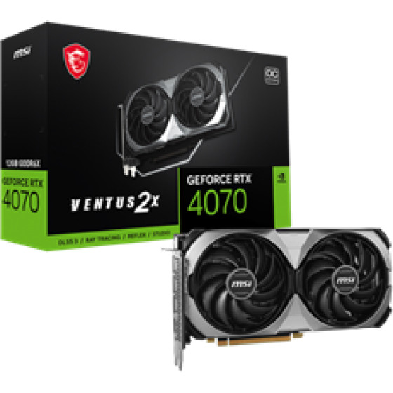 MSI Vga PCI-E Nvidia Gf Rtx 4070 Ventus 2X E 12G OC, 12GB/192BIt GDDR6X, HDMI/3x Display PORT, Dual FAN, 2 Slot FANSINK, 3YW. - (912-V513-432)