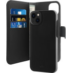 Puro Eco-Leather Case For Iphone 14 / 13 W/horiz.flip+3 Card Slot+Banknote Pocket+Magn Cover Black - (IPC1461BOOKC3BLK)