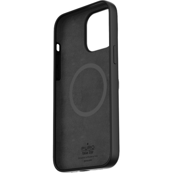 Puro Silicon Cover 'Icon MAG' With Magnets Inside For Iphone 14 Pro 6.1' Black - (IPC14P61ICONMAGBLK)