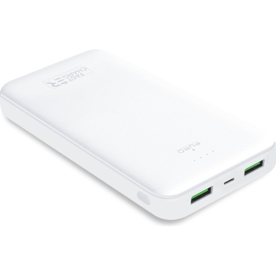 Puro White Power Bank 20000mAh 2USba + 1 USB-C 12W Li-Poly Pack Fsc White - (PWFCBB200P2WHI)