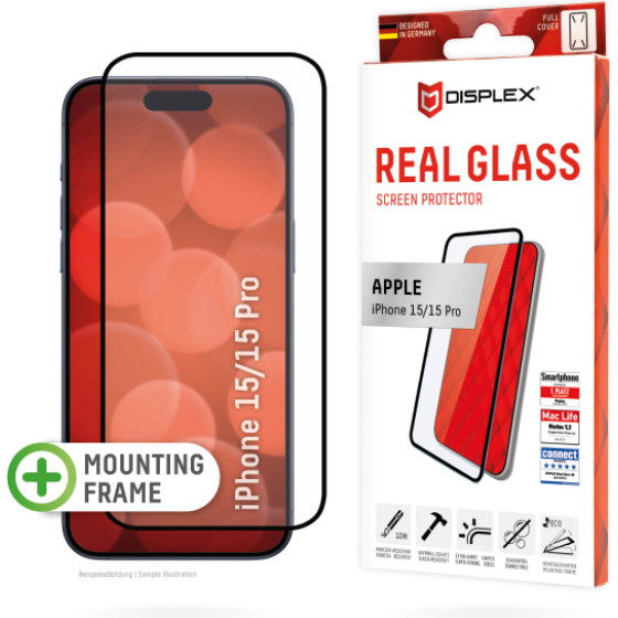 Displex Real Glass 3D Full Glue Iphone 15 / 15 Pro Black - (01842)