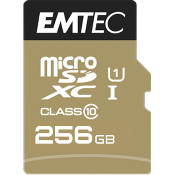 Emtec Memory Card Microsd UHS-I U1 Elite Gold 256GB Class 10 - (ECMSDM256GHC10)