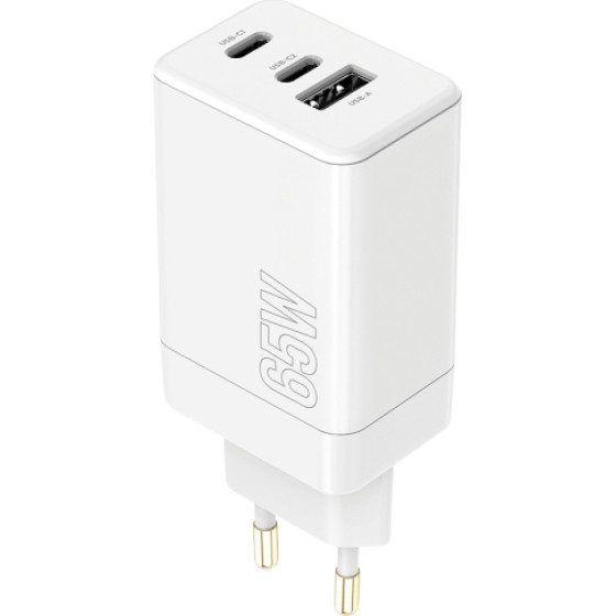 Maxlife Travel Charger MXTC-08-65ACc 2x USB-C 1x Usb 65W Pd 65W White - (MXTC-08-65ACCW)